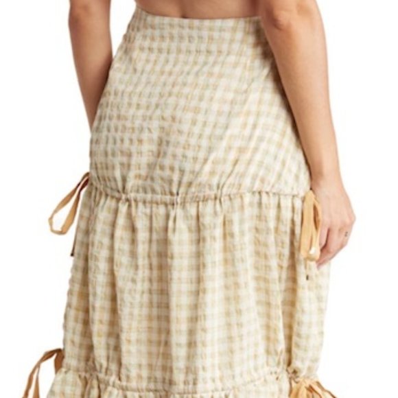 MON RENN Lucille Marigold Plaid Print Midi Skirt - Picture 3 of 12